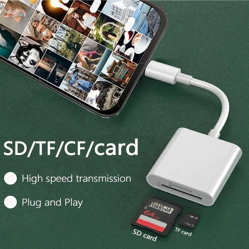 Lector de tarjetas USB C a SD Adaptador de lector de tarjetas de memoria de alta velocidad tipo C a SD TF para Samsung MacBook Laptops Tabletas Smartphones - imagen 2