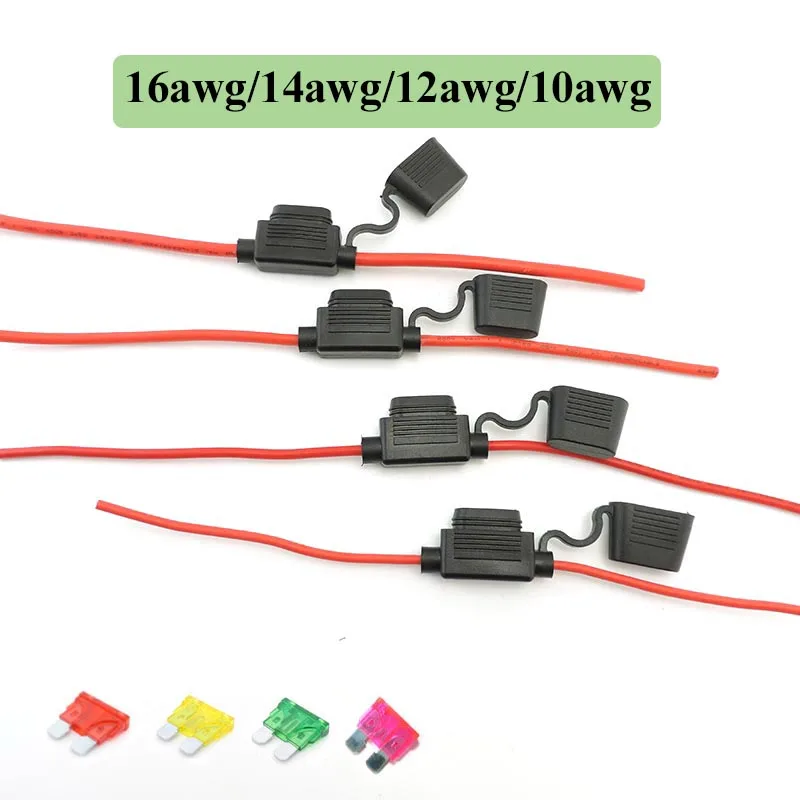 16/14/12/10AWG impermeable medio Auto fusible toma de corriente titular hoja de coche cable de fusible estándar 10A 20A 30A 50A fusible M20