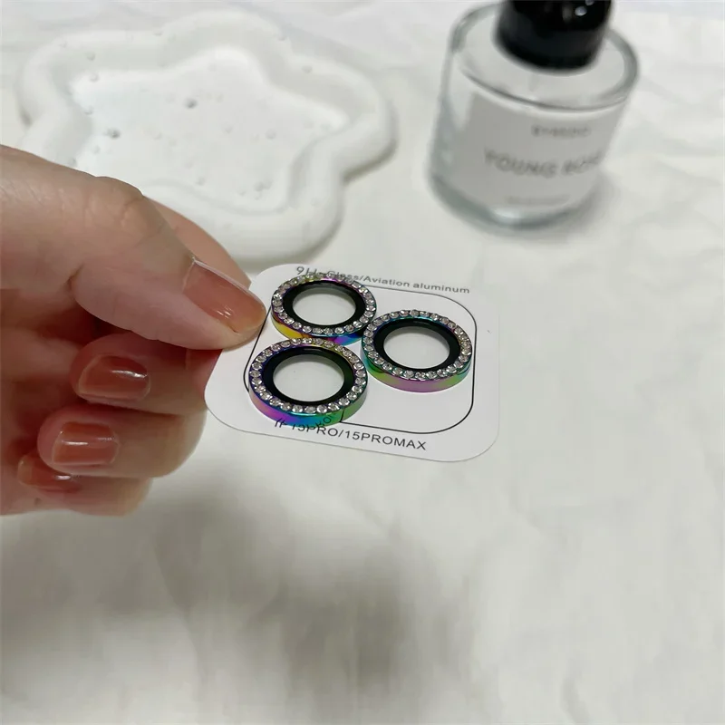 2-3 Uds lente de teléfono móvil estrella pegatina de diamante para Apple IPhone 17 16 15 14 Pro Max Plus lente de cámara trasera película pegatina de lente Flash - imagen 3