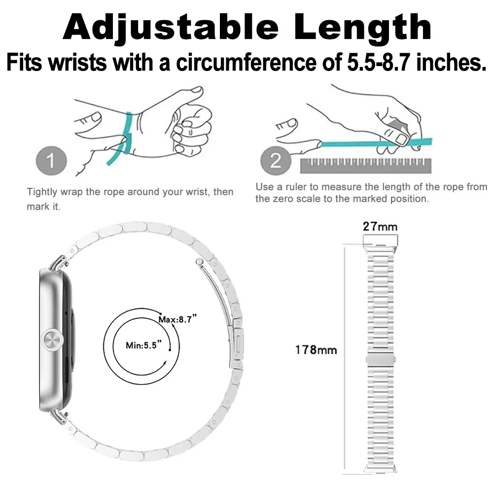 Correa de reloj de acero inoxidable para Xiaomi Mi Band 9 Pro/Miband 8 Pro, pulsera de Metal para Redmi Watch 5/4, pulsera reemplazable - imagen 5