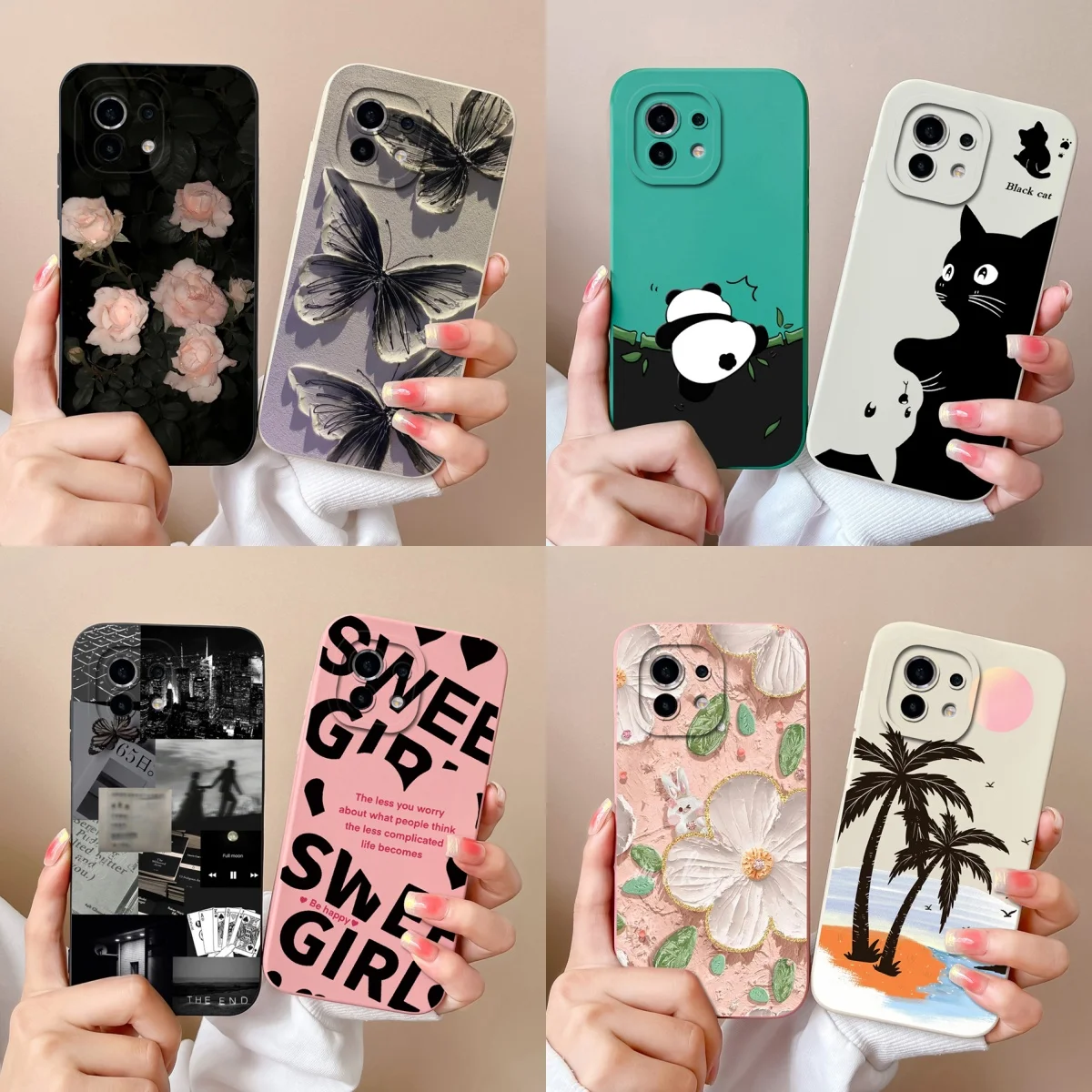 Para Xiaomi Mi 11 Lite/Mi 11 Pro funda de teléfono protección completa bonita contraportada para Mi11 Lite Mi 11Pro parachoques de silicona líquida suave