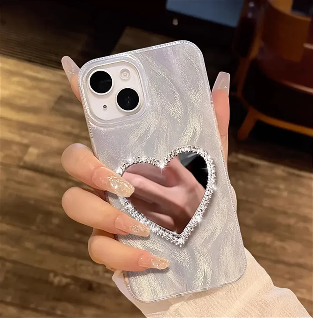 Funda de teléfono con espejo de corazón de diamante de lujo para Honor X8 X8A X8B X6S X6A X6B X7A X7B X7C X9A X9B X9C X5B, funda suave a prueba de golpes láser - imagen 5