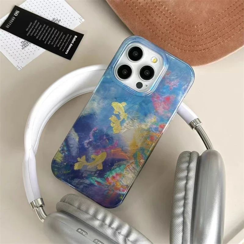 Funda de teléfono con mariposa y pez dorado degradado para IPhone 16 15 14 13 12 11 X XR Xs SE2 SE 8 7 Plus Pro Max Mini, funda trasera a prueba de golpes - imagen 4
