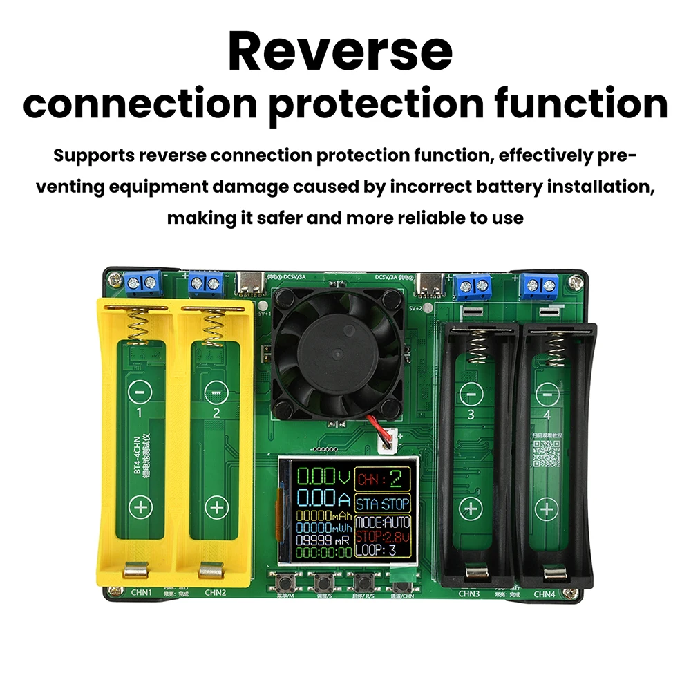Probador de capacidad de batería de 4 canales 18650/21700, módulo de carga/descarga, Detector de energía de batería Digital integrado, probador tipo C - imagen 4