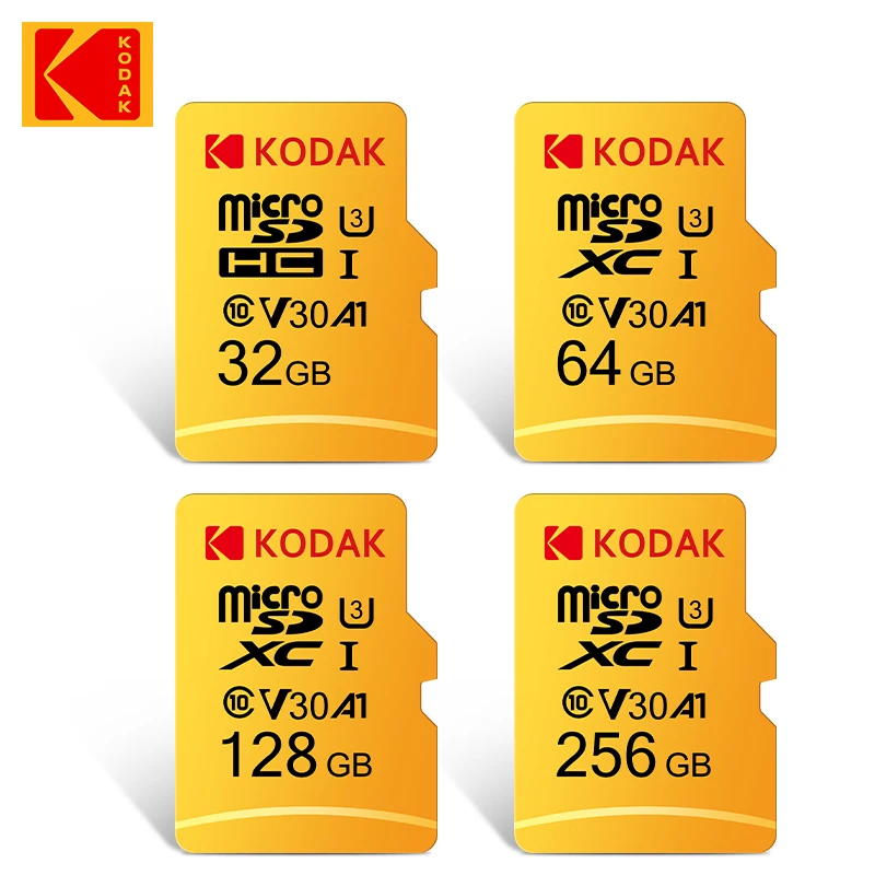 Tarjeta de memoria Original KODAK 32GB 64GB 128GB 256GB 64GB U3 4K tarjeta Micro TF SD 64G SDHC Mini microsd UHS-I C10 TF Trans Flash