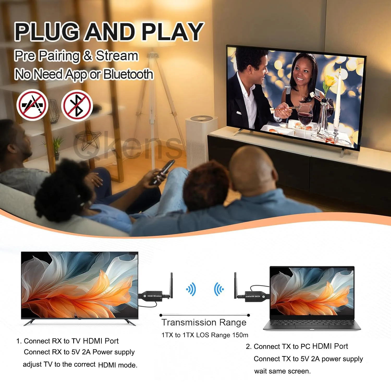 Transmisor y receptor de vídeo HDMI inalámbrico, extensor de TV, adaptador Dongle para cámara de PC, portátil, para Monitor de TV, 150m, 1080p, 4K - imagen 5