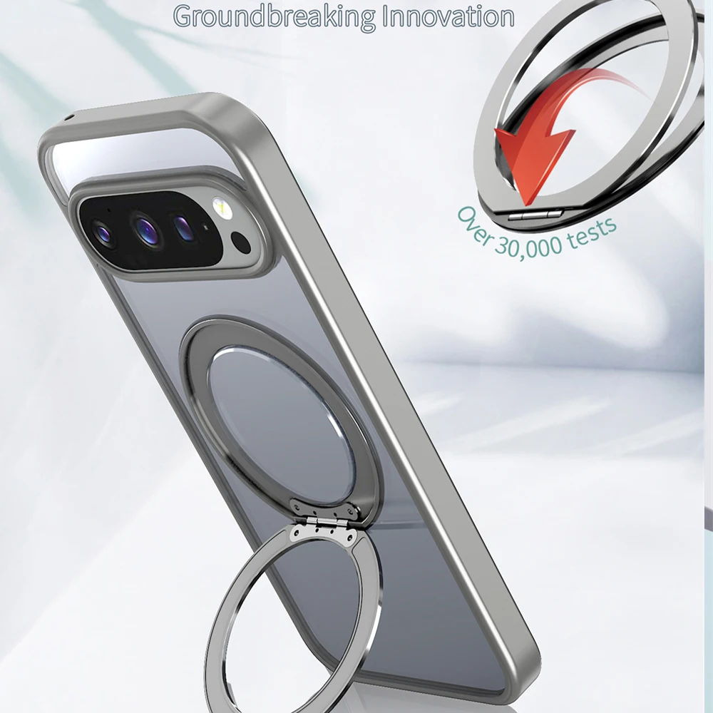 Anillo magnético de aleación de aluminio, funda de teléfono Stan d giratoria magnética para Google Pixel 9 10 Pro XL 9A, cubierta esmerilada mate a prueba de golpes - imagen 3