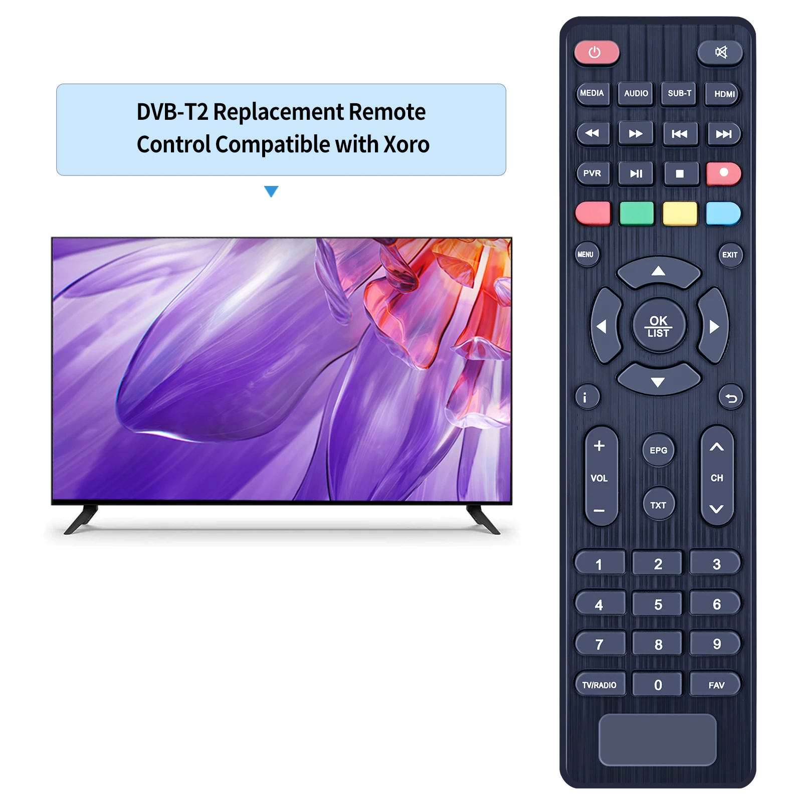 Nuevo Control remoto para receptor SAT Digital Xoro DVB-T2 Hrt 8730 HRK7672 - imagen 2