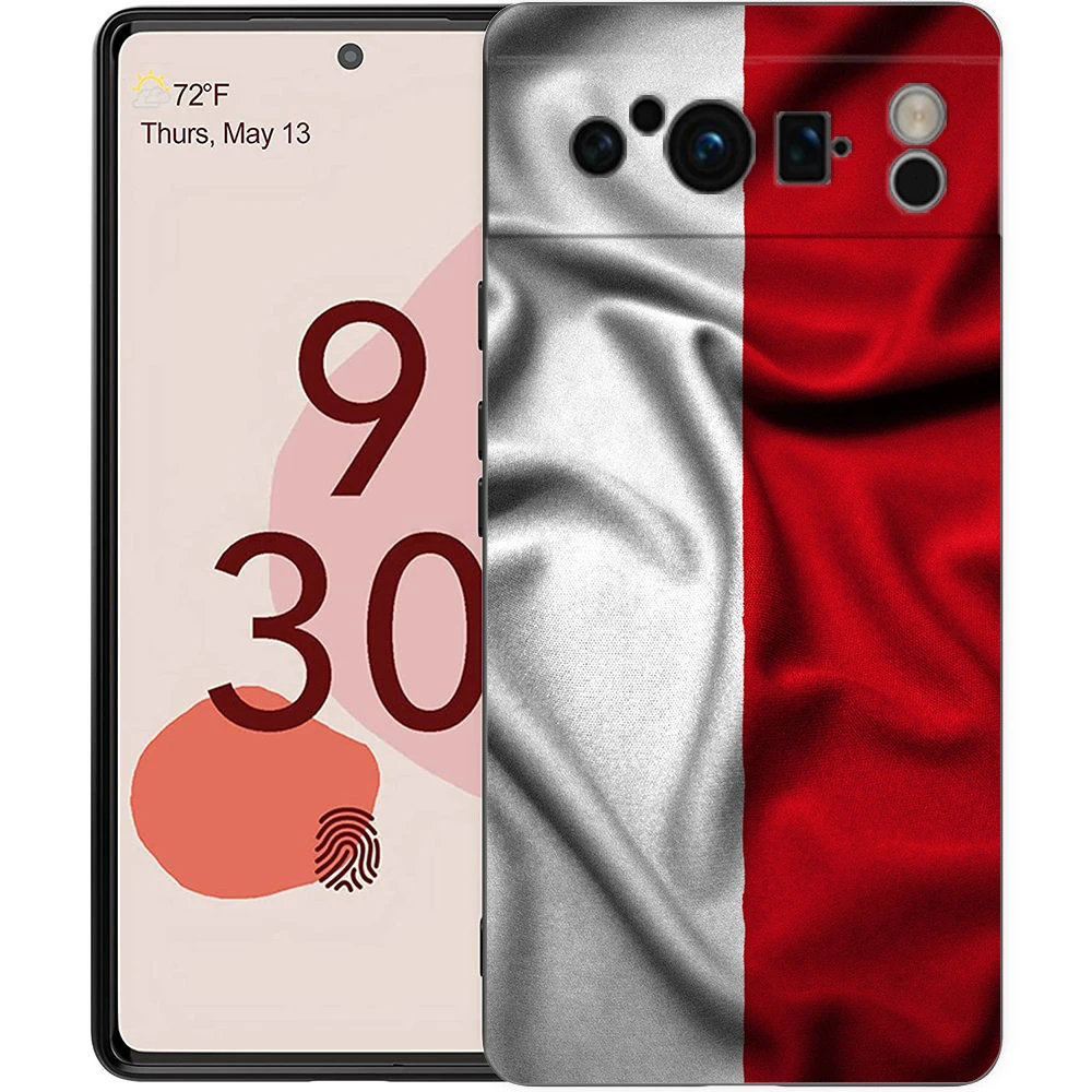 Funda de teléfono con bandera polaca para Google Pixel 10 9 8 7 6 Pro XL 9A 8A 6A 7A 5G, funda negra de TPU suave a prueba de golpes - imagen 3