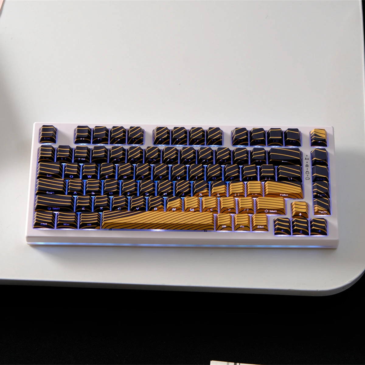 130 teclas negro dorado 5 lados tinte Sub PBT teclas cereza perfil onda impresión lateral brillo a través de teclas para teclado de interruptores MX - imagen 5