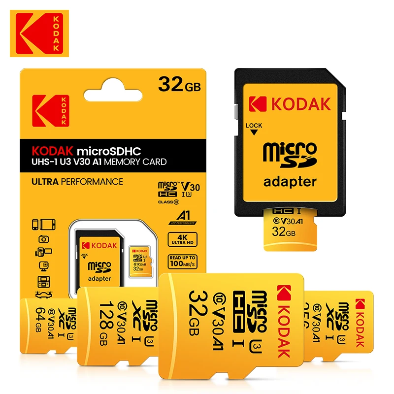 Tarjeta de memoria Original KODAK 32GB 64GB 128GB 256GB 64GB U3 4K tarjeta Micro TF SD 64G SDHC Mini microsd UHS-I C10 TF Trans Flash - imagen 3