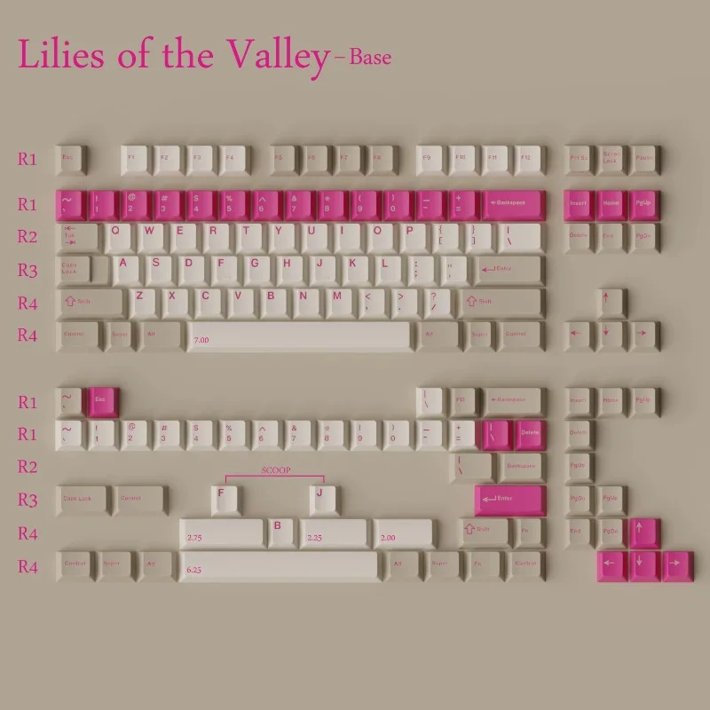 Juego de teclas con tema de lirios del valle, tapas de teclado con perfil de cereza ABS personalizadas para accesorios de teclado mecánico para juegos - imagen 4