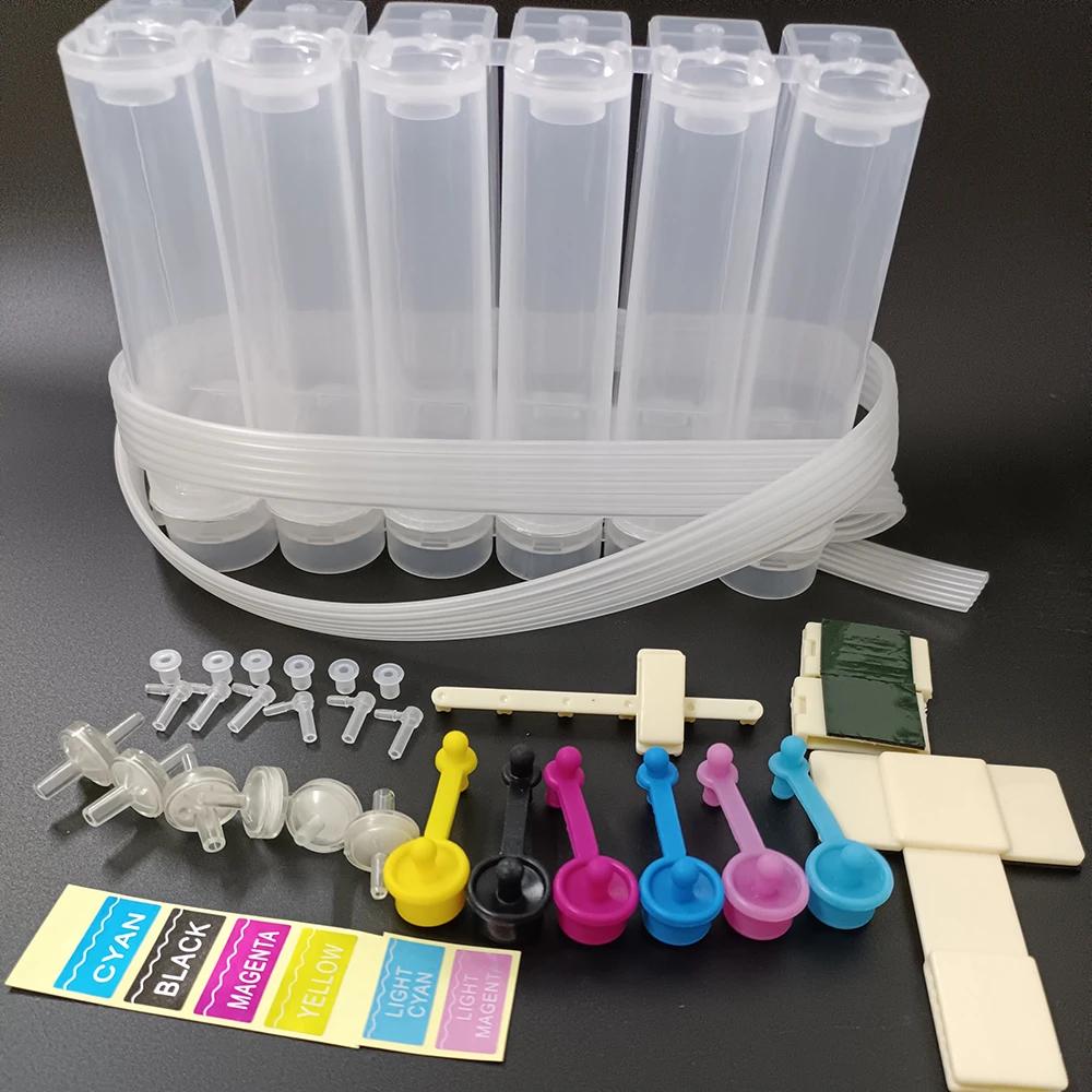 Caja externa CISS de 6 colores, 100ml, sistema de suministro continuo de tinta, Kit de piezas de repuesto de tanque DIY para cartucho de impresora HP Canon EPSON - imagen 3