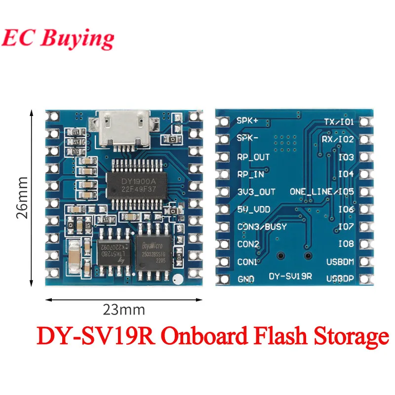 Módulo de reproducción de voz DY-SV19R DY-SV19T, decodificación MP3 WAV, 32 bits, 32GB, disparador IO, Control UART, almacenamiento de Audio, USB, memoria Flash, tarjeta TF - imagen 3