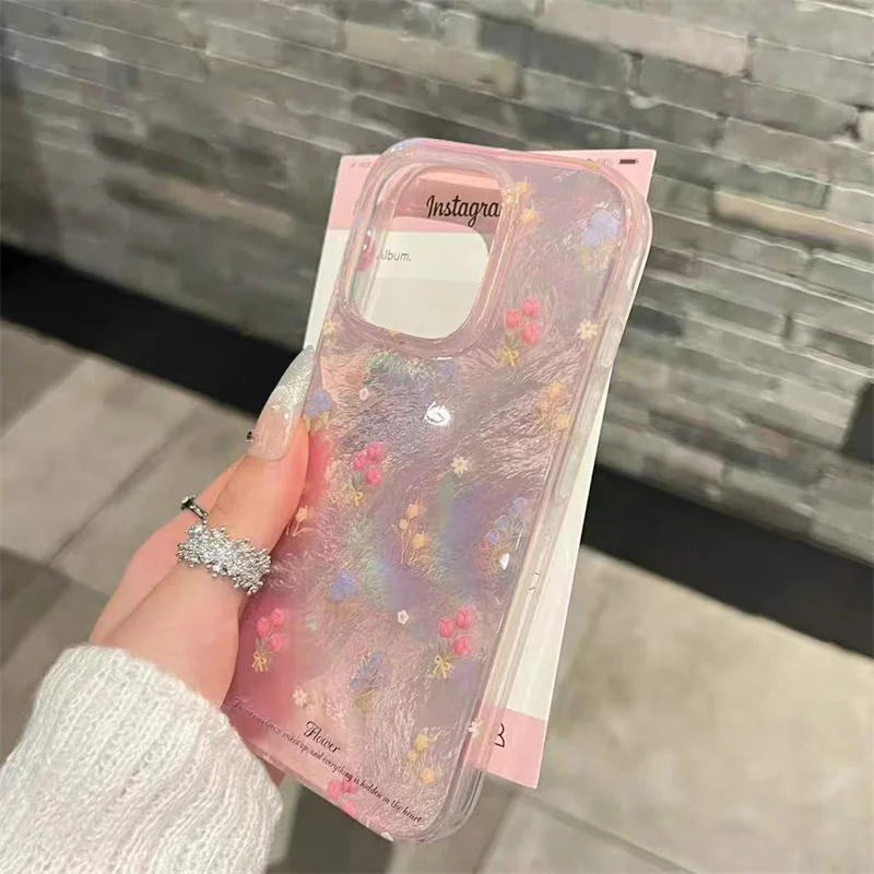 Preciosa funda de teléfono con patrón de vórtice de moda Floral rosa para iPhone 16 15 14 13 12 11 Pro Max XS XR X 7 8 Plus, funda suave de silicona - imagen 5