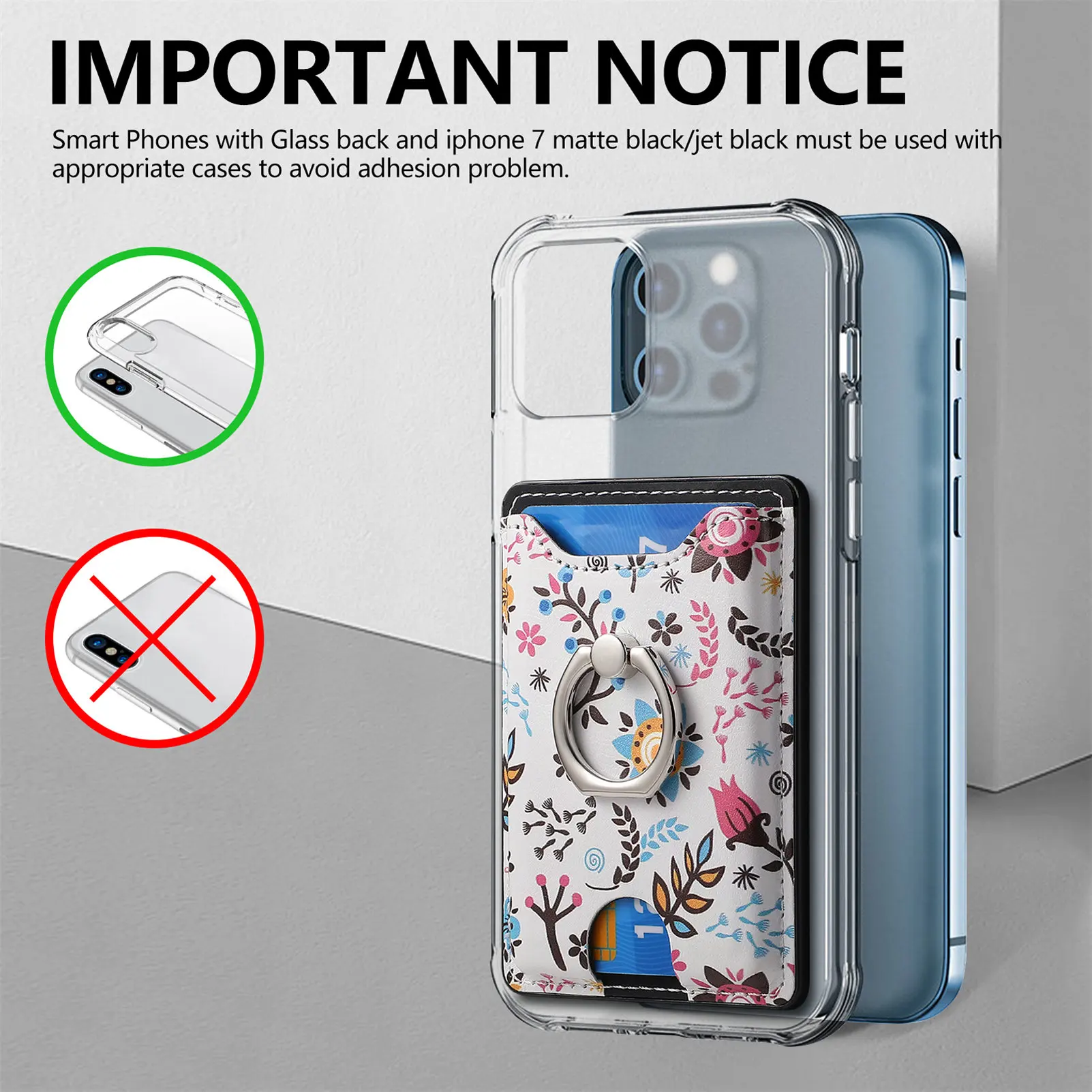 Anillo magnético para dedo, bolso de cuero para tarjetas de teléfono móvil, pegatina trasera adhesiva, soporte Universal para teléfono, monedero de bolsillo Vertical - imagen 5