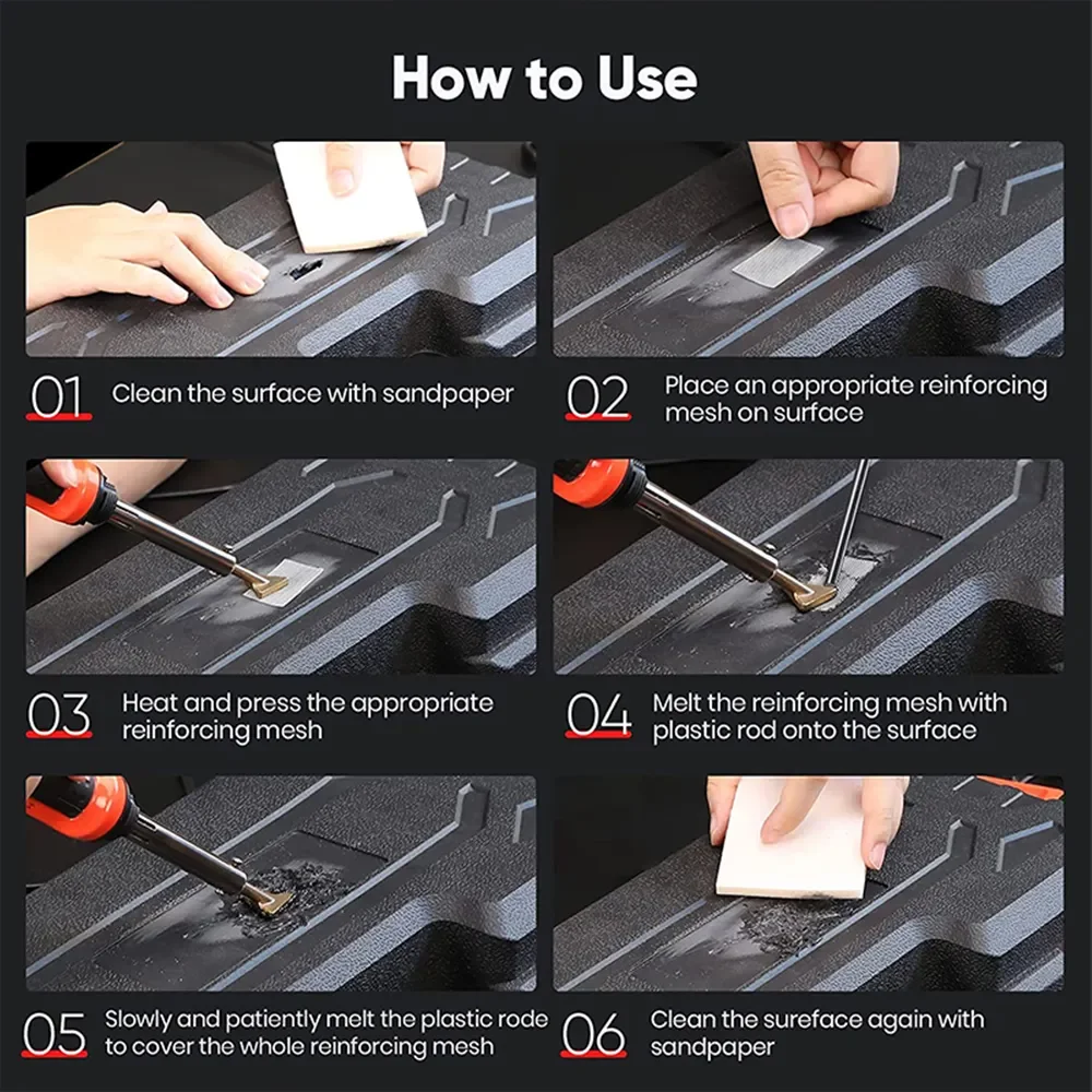 Soldador eléctrico tipo reparación de parachoques de coche, herramientas de planchado de cuero para el hogar, varilla de soldadura/malla de alambre, 220V, 60W - imagen 3