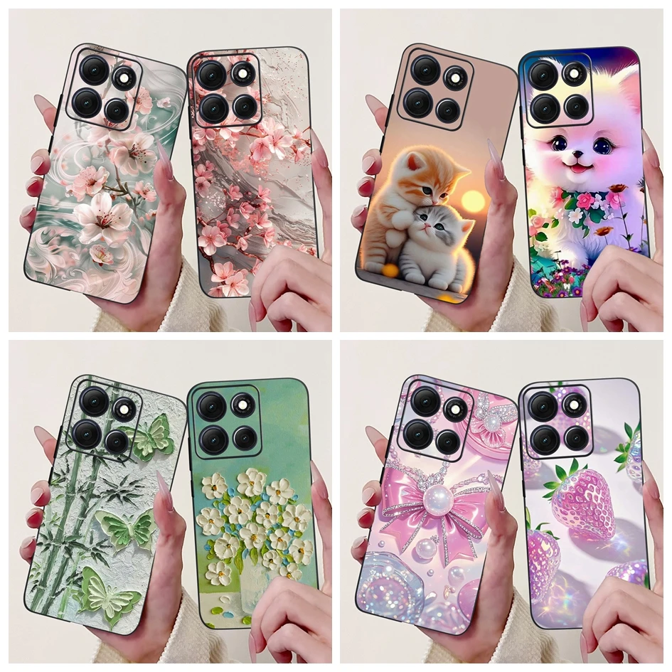 Para Motorola Moto G86 Power 5G funda nueva moda flor bambú gato dibujos animados suave funda trasera de silicona para Moto G86 Power 2025 Coque