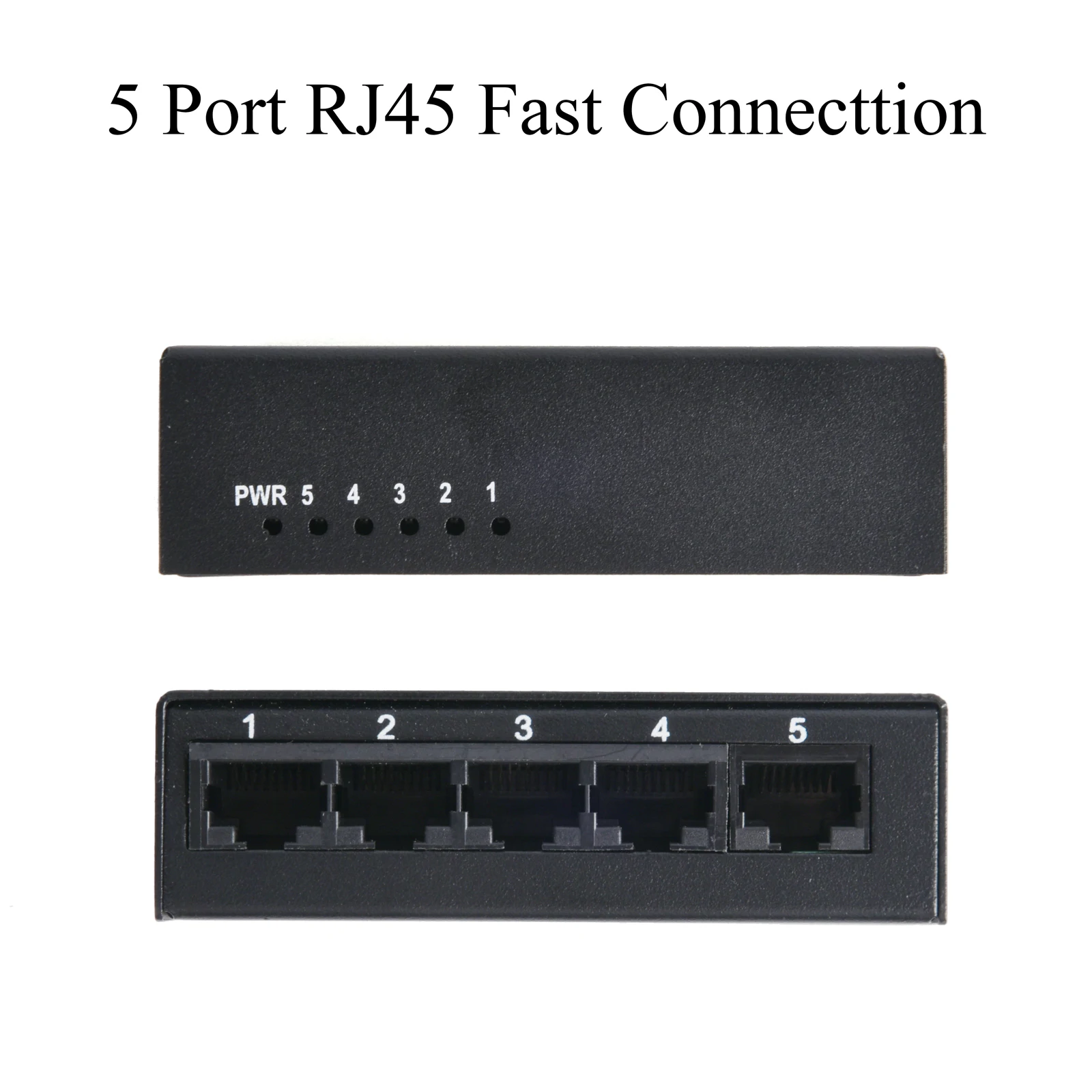 Conmutador Ethernet rápido RJ45, 5 puertos/8 puertos, 100Mbps, concentrador de conmutador inteligente, carcasa de Metal con adaptador de corriente estadounidense, divisor de Internet, 1 Uds. - imagen 2