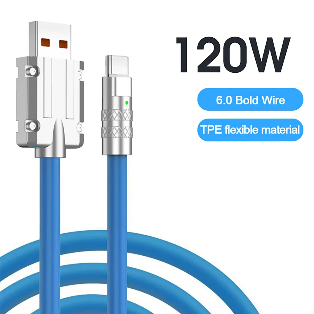 120W 6A Super Fast Charge Liquid Silicone Cable Type-C Charger Data Cable For Huawei Xiaomi Samsung Cable Quick Charge USB Cable - imagen 4