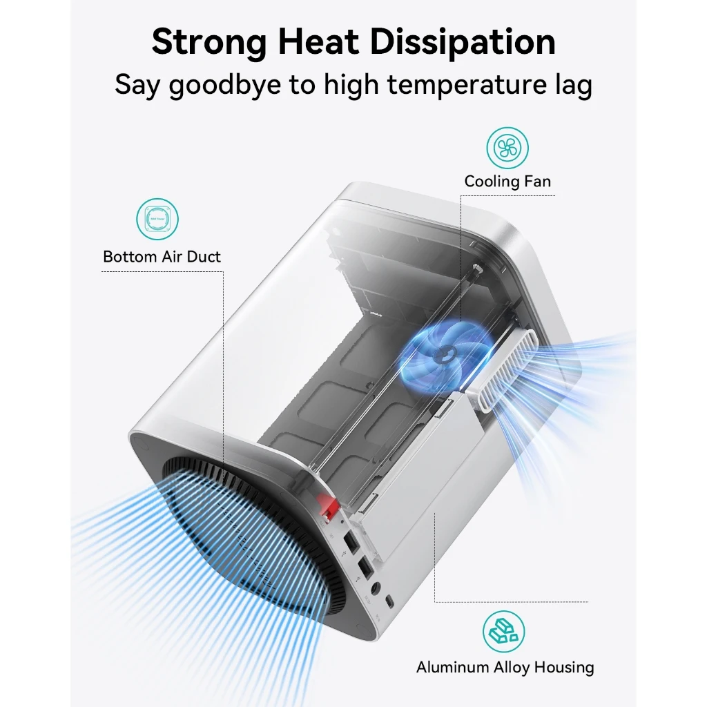 Yottamaster 10Gbps aleación de aluminio Mini Tower Dock M.2 NVMe SATA USB Hub estación de acoplamiento 2,5/3,5 "caja RAID DAS para Mac Mini M4 - imagen 2