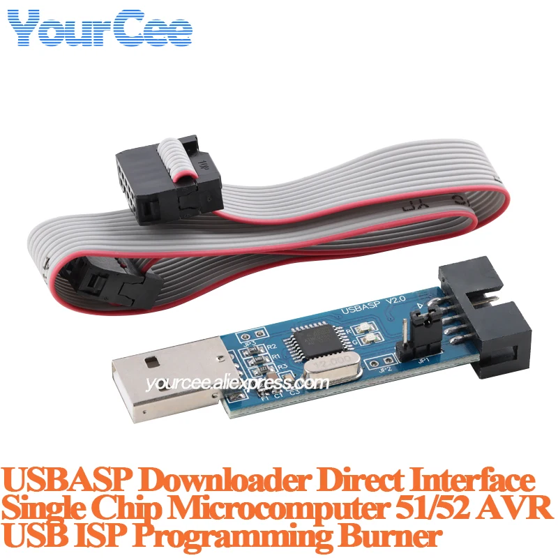 Programador USBASP USBISP AVR USB ISP USB ASP ATMEGA8 ATMEGA128 compatible con Win7 64 módulo de cable de 10 pines + placa adaptadora de 10 pines a 6 pines - imagen 4