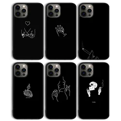 Funda de teléfono con mano para fumar amantes de la línea abstracta para iPhone 17 Air 16 15 14 13 11 12 Pro Max Plus