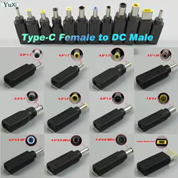 Adaptador de fuente de alimentación para ordenador portátil, conector USB tipo C hembra a CC macho, convertidor de enchufe para DELL, Lenovo, HP 3V, 1 unidad