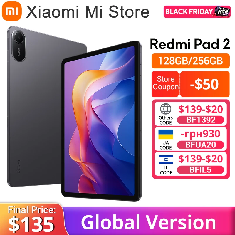 Versión Global Xiaomi Redmi Pad 2 Advanced Helio G100-Ultra 11 "2.5K pantalla cristalina 9000mAh batería 18W carga rápida
