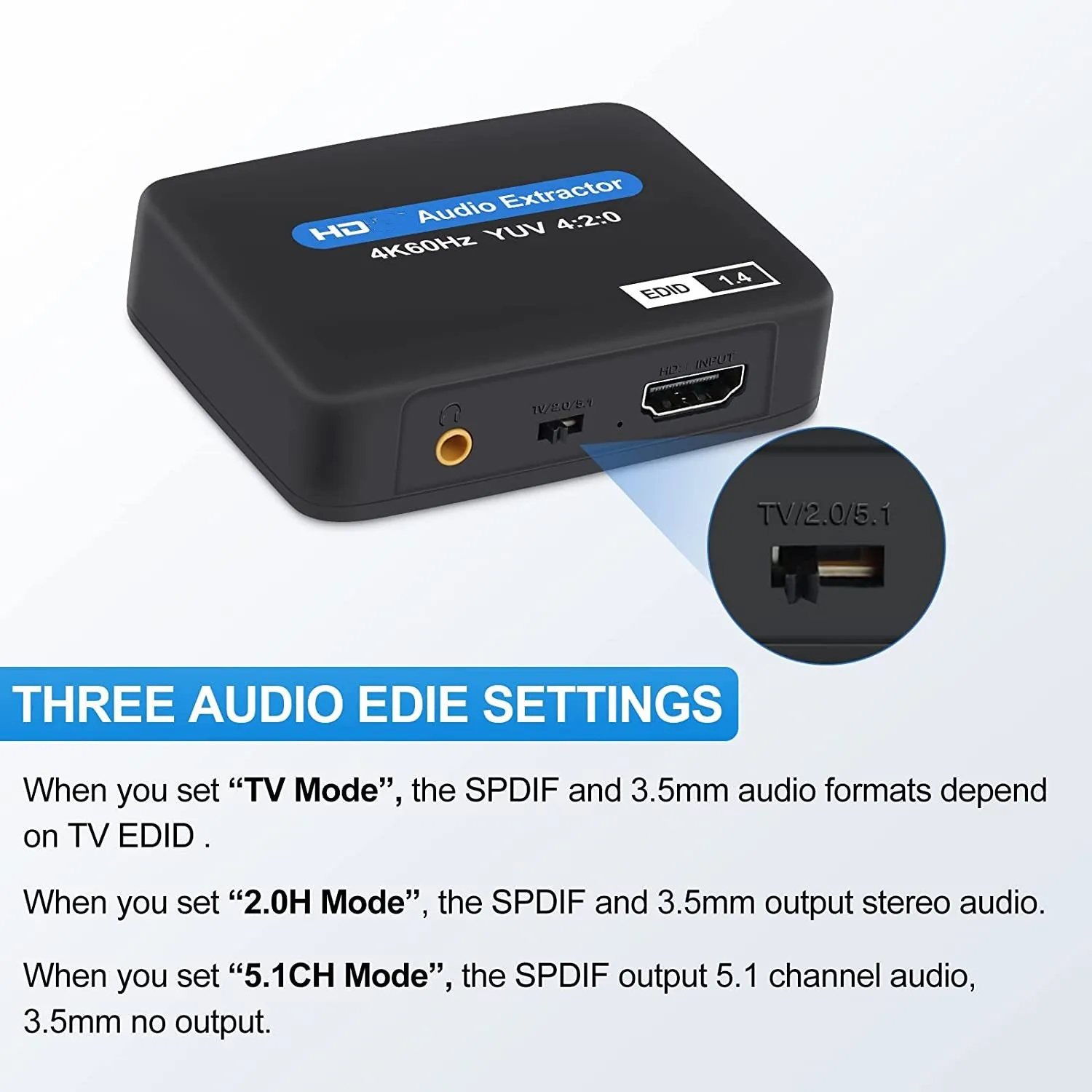 Extractor de Audio compatible con HDMI, 4K X 2K, óptico TOSLINK SPDIF + 3,5mm, estéreo, divisor de Audio con cable usb - imagen 3