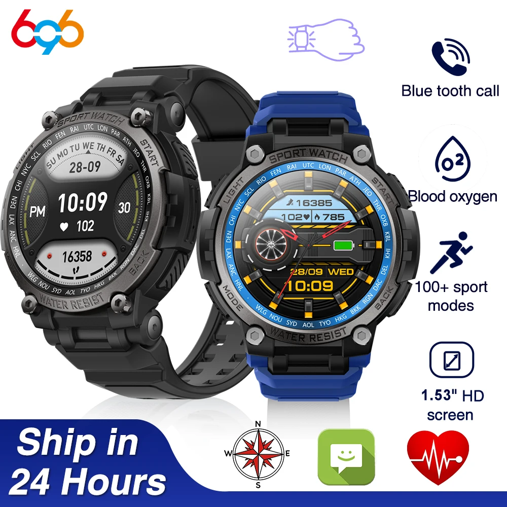 696 relojes inteligentes para deportes al aire libre para hombres, reloj inteligente con llamada de diente azul de 1,53 pulgadas, brújula para mujeres, monitoreo de salud durante todo el día para dormir a prueba de agua - imagen 2