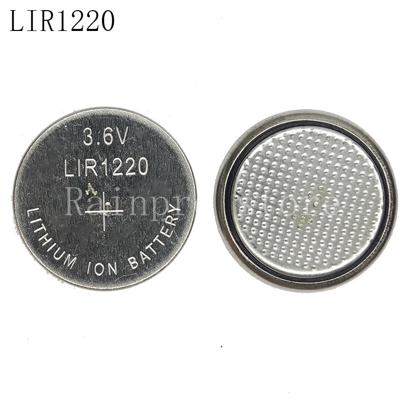 10 unids/lote LIR1220 1220 3,6 V batería de carga de litio pila de botón.