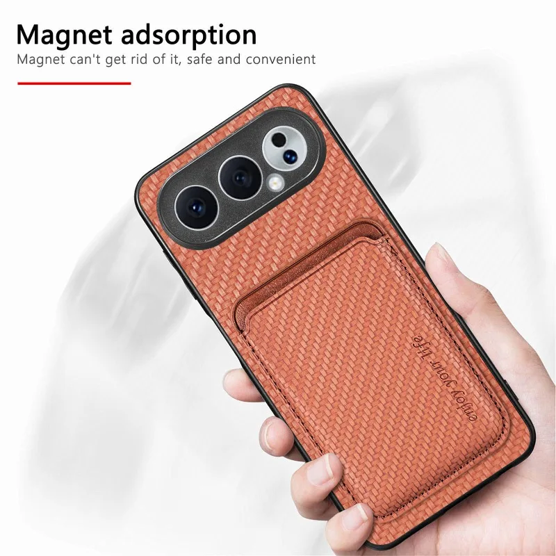 Para Honor 500 Pro fundas para Magsafe cartera tarjetero cubierta para Honor500 500Pro ranura para tarjeta magnética funda de teléfono de fibra de carbono - imagen 5