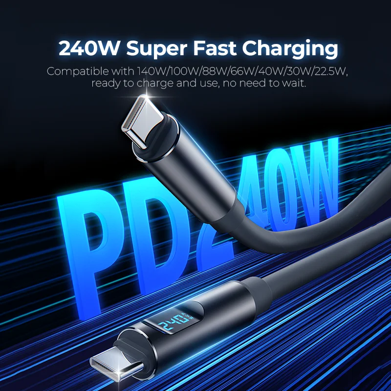 NNBILI-Cable USB tipo C a USB C de 240W, Cable de carga rápida PD de 100W para Macbook Pro, Xiaomi, Samsung, portátil, Cable USBC 1,2/1,8 - imagen 3