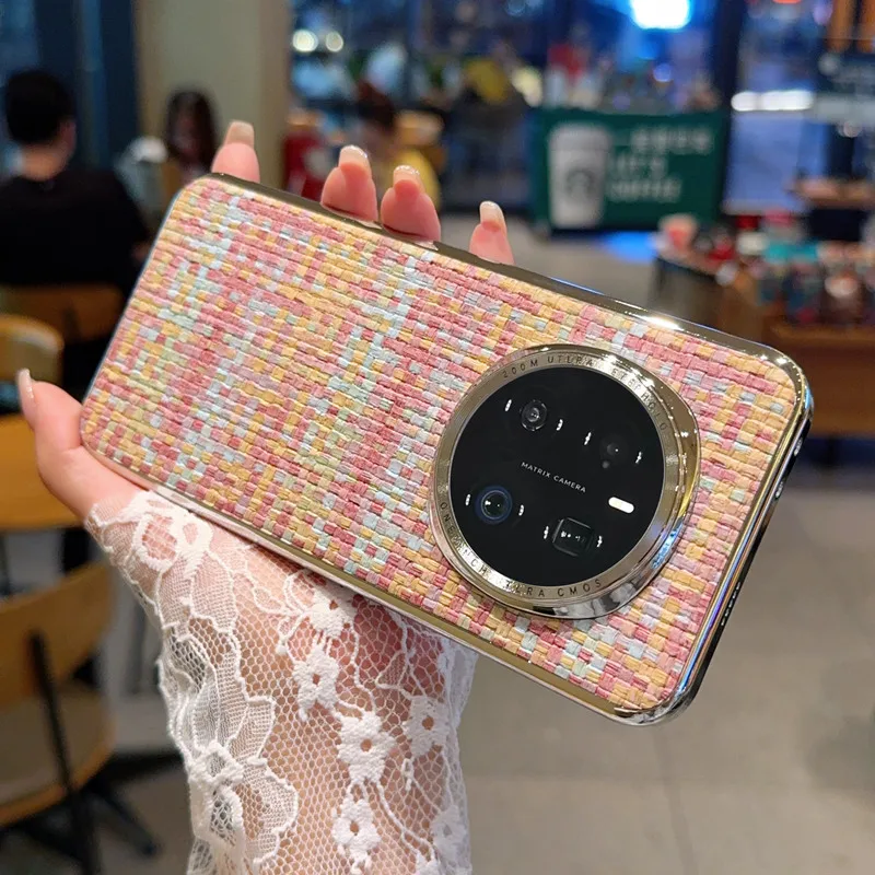 Para Huawei Honor Magic 7 Pro funda de lujo PU tejido patrón funda protectora trasera para Magic7 7 pro funda completa para teléfono - imagen 2