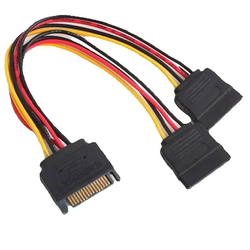 1 Uds SATA II alimentación de disco duro 15Pin SATA macho a 2 hembra 15Pin potencia HDD divisor alta calidad Y 1 a 2 Cable de extensión 20CM