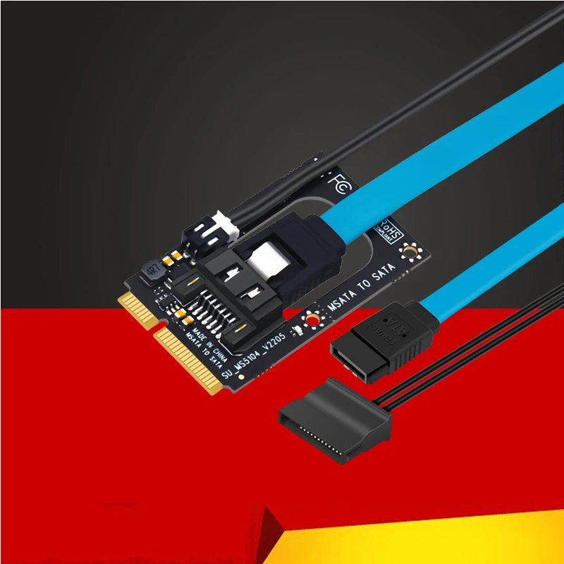 Adaptador de placa elevadora mSATA a SATA con extensión SATA3.0 de 7 pines, Cable de fuente de alimentación de 5V, convertidor Mini SATA a SATA para SSD HDD de 2,5"