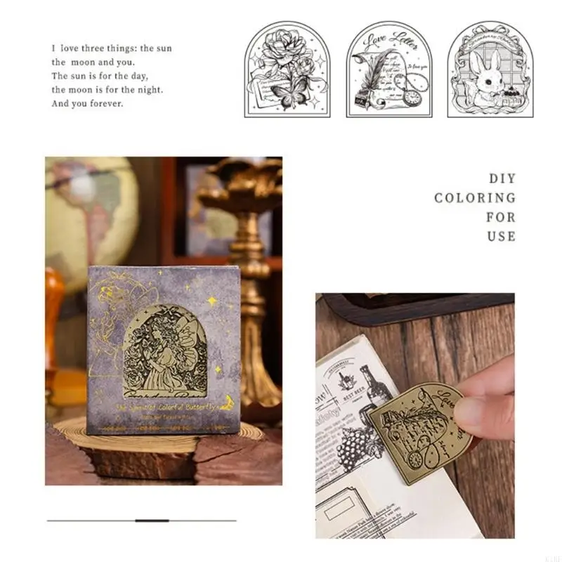 Clip papel nota Retro, Clips página marcadores Metal, organizador documentos, abrazadera diario para 2 - imagen 4