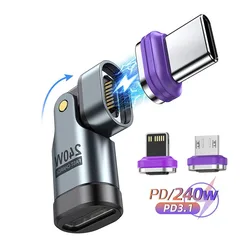 Para iPhone portátil 240W 16pin adaptador OTG magnético tipo C hembra a tipo C IOS Micro convertidor macho PD 5A adaptador de carga rápida