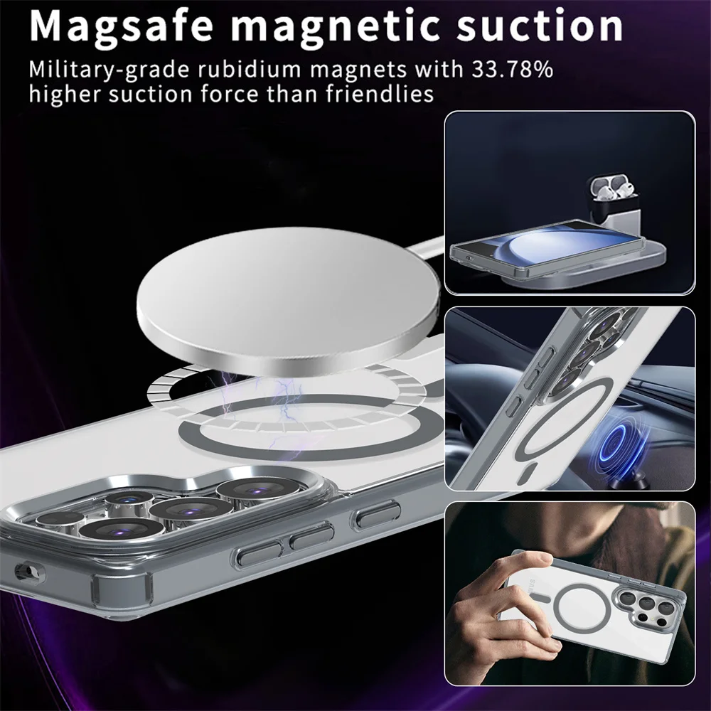 Funda de teléfono translúcida de lujo para Samsung S25 S24 Plus S22 S23 Ultra FE A55 A35 A16 A15 5G, funda de carga inalámbrica - imagen 4