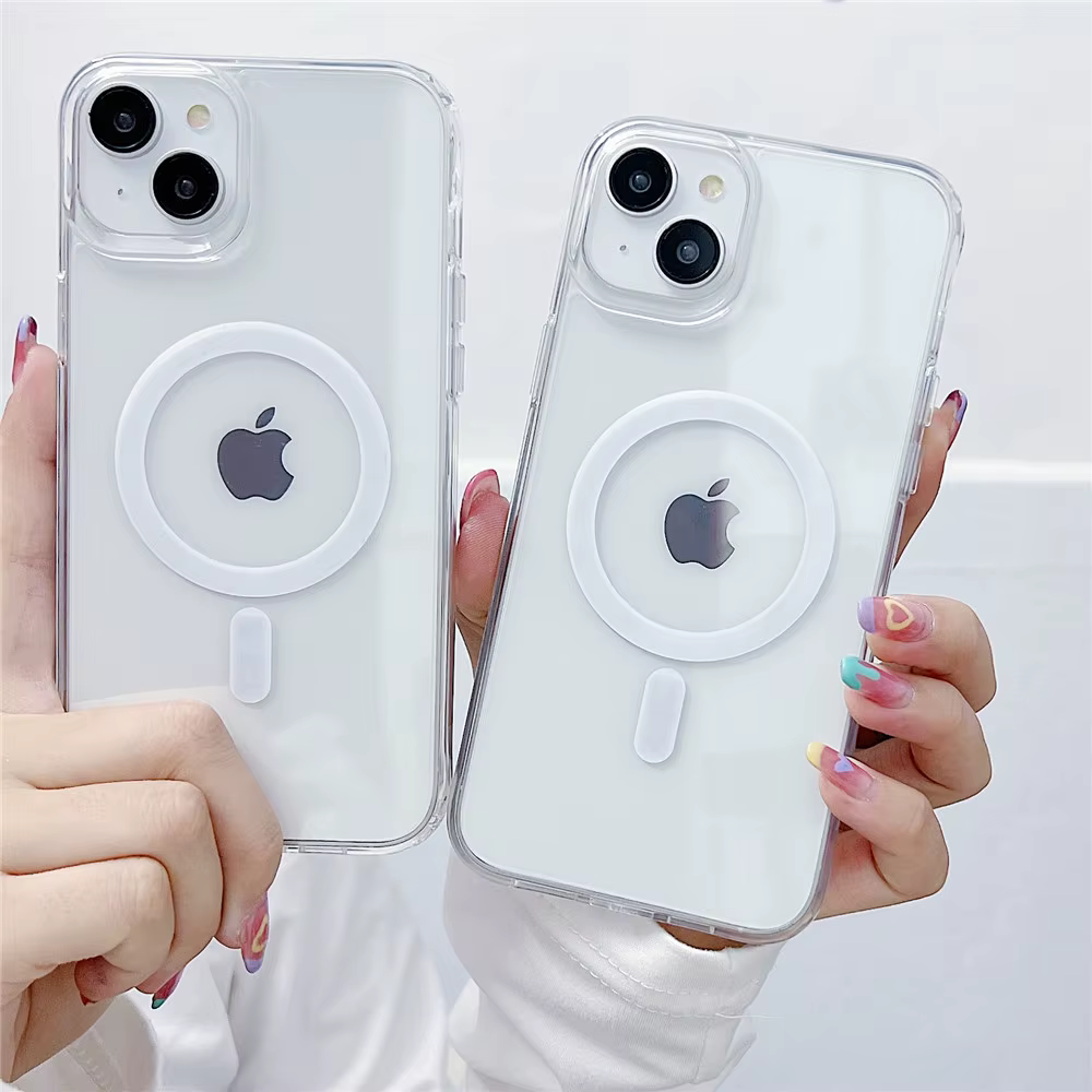 Funda de teléfono para iPhone 15 14 13 11 12 Pro Max X XS Max XR 7 8 6 6S Plus transparente para Magsafe cubierta de carga inalámbrica magnética - imagen 2