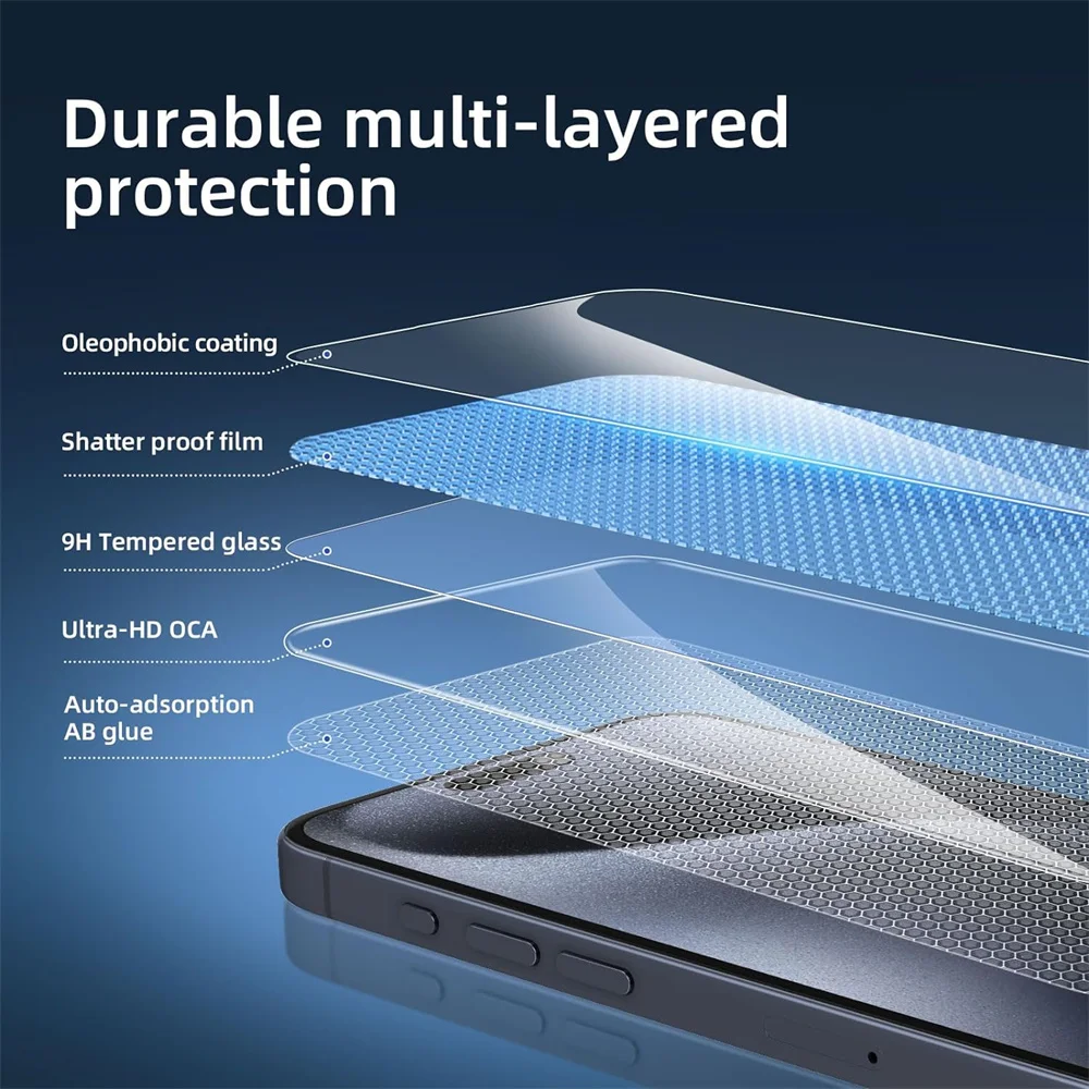 2-5 piezas de vidrio templado para iPhone 17 Pro Max protectores de pantalla de aire cubierta protectora de vidrio con pegamento - imagen 5