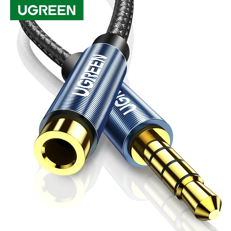 UGREEN-Cable de extensión macho a hembra de 3,5mm, adaptador de Audio estéreo con micrófono, Compatible con iPhone, iPad, teléfonos inteligentes y tabletas
