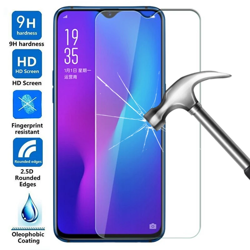 Protector de pantalla de vidrio templado para OPPO A1k A5 A9 2020 A5s Realme 3 5 5i Pro XT Reno 2 Ace película protectora a prueba de explosiones