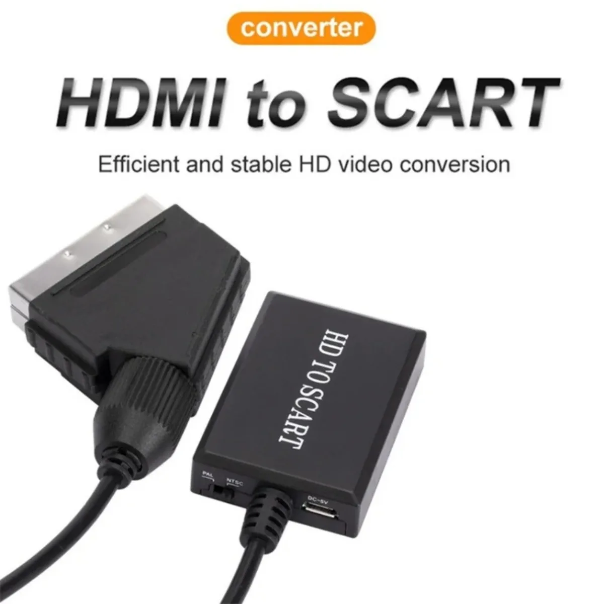LccKaa 1080P HDMI a adaptador SCART Adaptador convertidor de Audio y vídeo para HD TV DVD para Sky Box STB Plug and Play Cable DC de lujo - imagen 2
