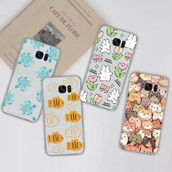 Para Samsung Galaxy S7 Edge S6 Edge + funda de teléfono Animal encantador dibujos animados suave TPU transparente funda de silicona para SamsungS6 S 7 Shell