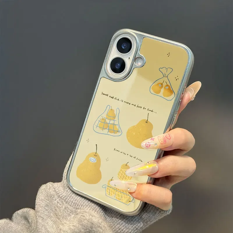 Coque de téléphone poire douce jaune pour iPhone 11/12/13/14/15/16/17 Pro Max AIR PLUS, étui de téléphone époxy TPU Anti-chute - imagen 4