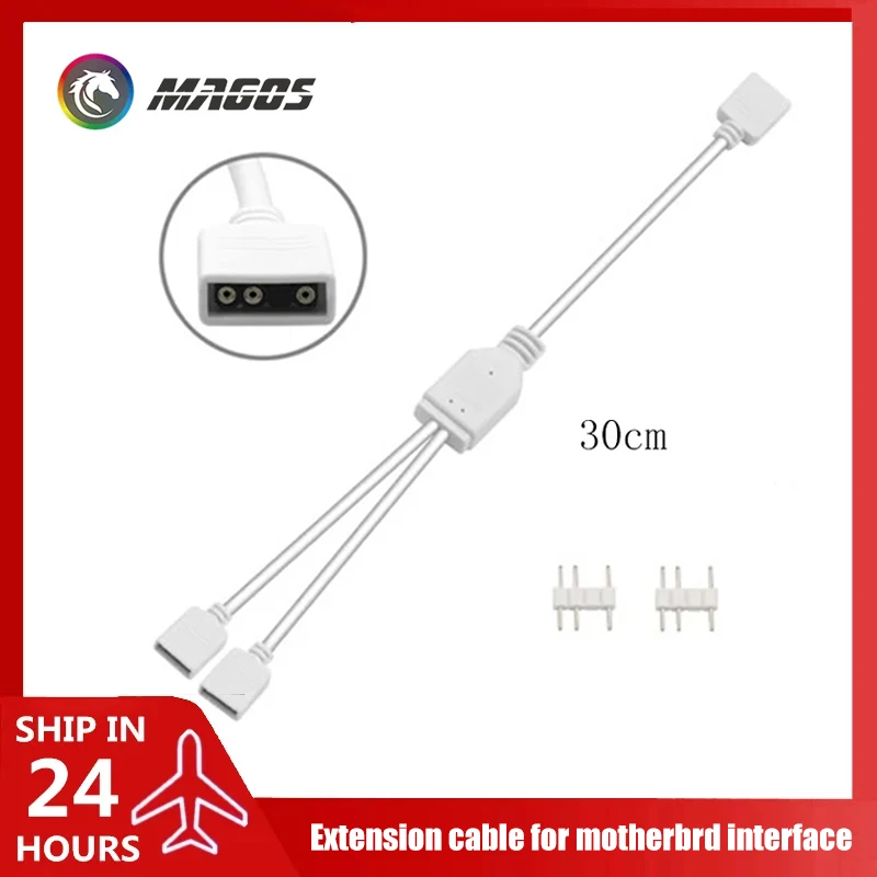 Cable divisor RGB de placa base blanca DIY, Cable de extensión de transferencia de concentrador de sincronización ARGB de 5V y 3 pines de 1-4 vías para M/B ASUS MSI GIGABYTE - imagen 2