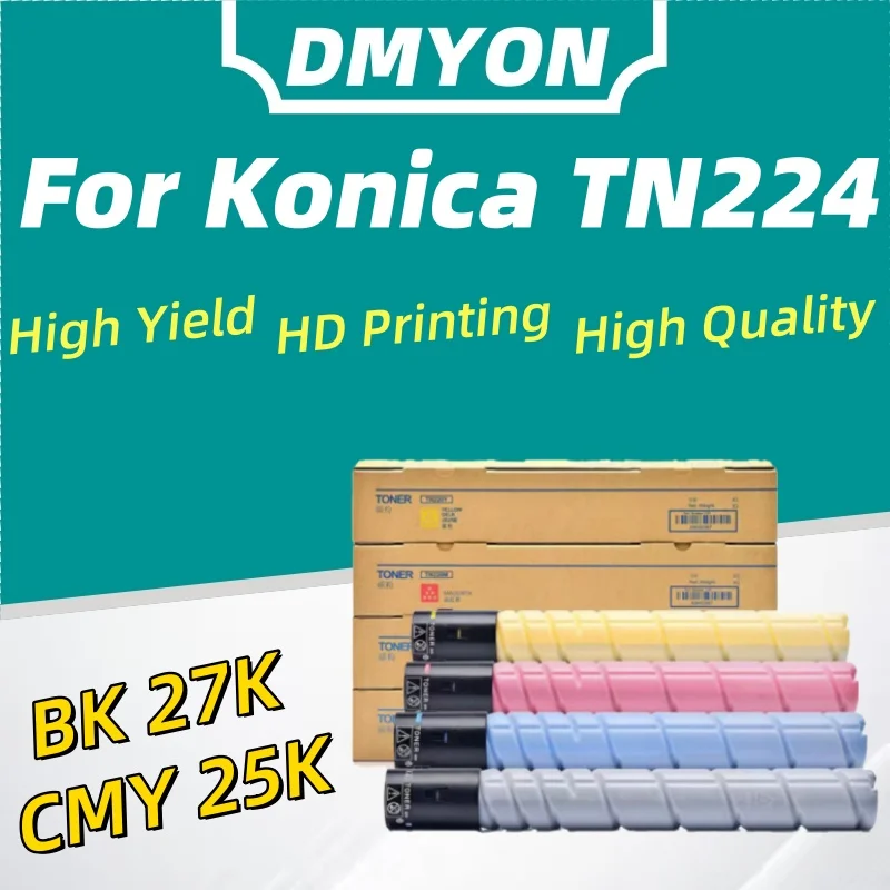 1 Uds TN224 cartucho de tóner compatible con Konica Minolta Bizhub C226 C256 C266 impresora C7222 C7226 tóner en polvo BK 27K CMY25K