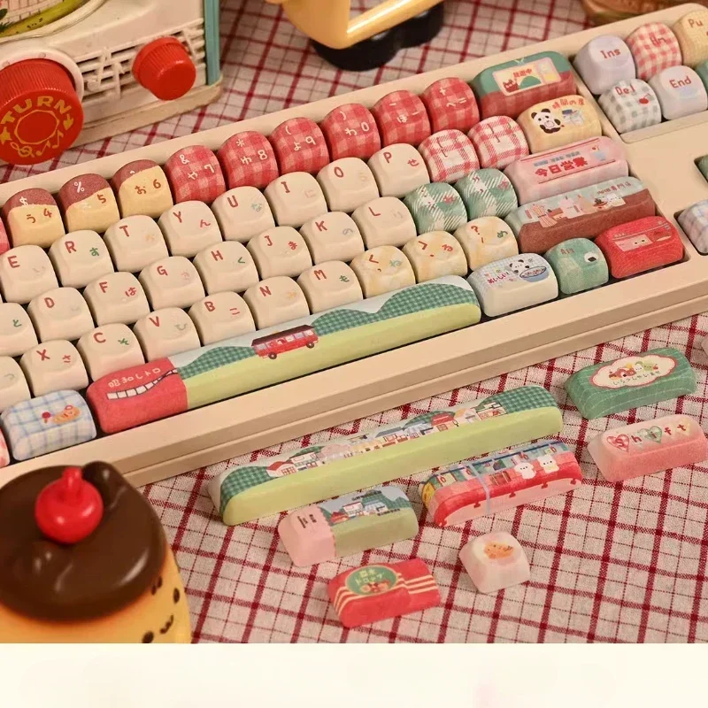 Lishan Shopping Street Keycaps personalizado PBT tinte sublimación SOA perfil Key Cap lindo dibujos animados Anime Point Key Cap para regalos de juegos - imagen 5